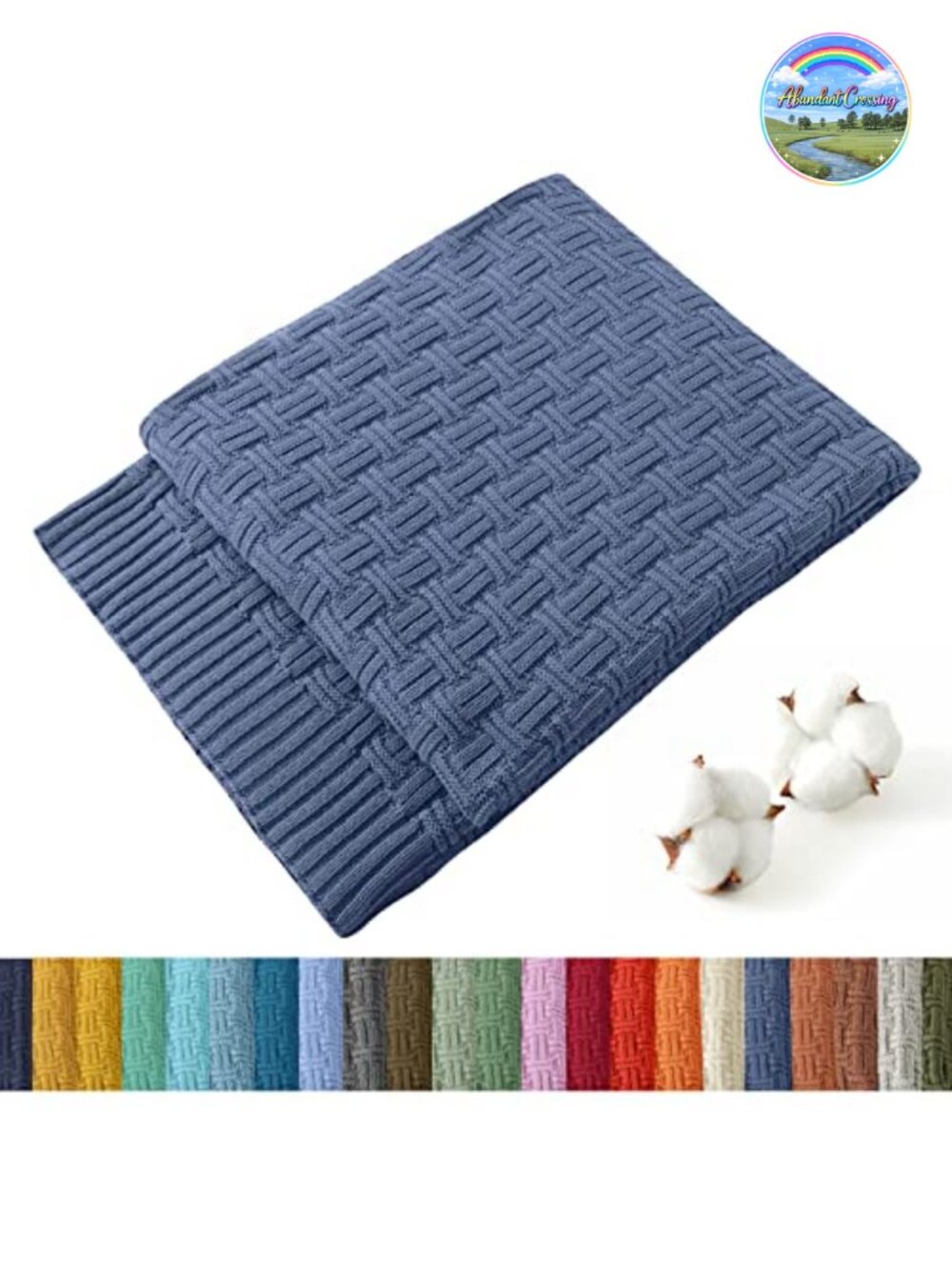 Cotton Cable Knit Throw Blanket 50 x 60 Inches Soft Lightweight